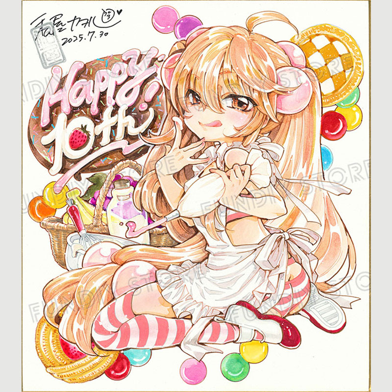 【限定1枚 ★サイレントオークション★1/16 18:00～1/29 23:59まで！】私屋カヲル先生　完成品カラーイラスト色紙8『こどものじかん』九重りん