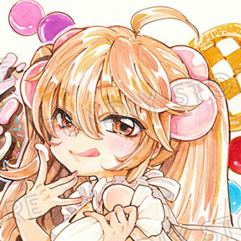 【限定1枚 ★サイレントオークション★1/16 18:00～1/29 23:59まで！】私屋カヲル先生　完成品カラーイラスト色紙8『こどものじかん』九重りん