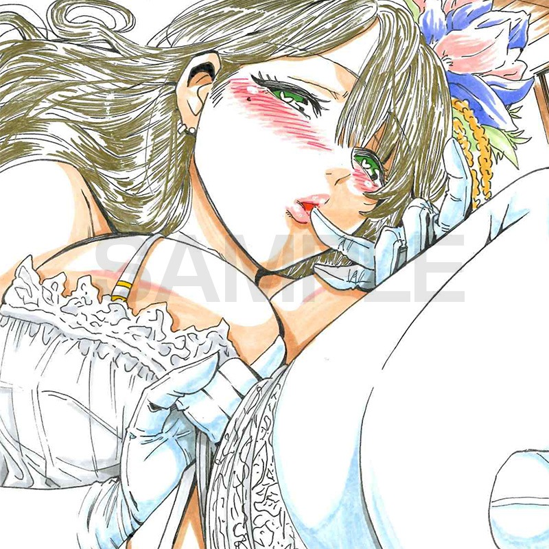 【サイレントオークション★7/18 12:00～7/24 23：59まで！】【限定1枚】あきは＠先生　オリジナル　完成品カラーイラスト色紙4