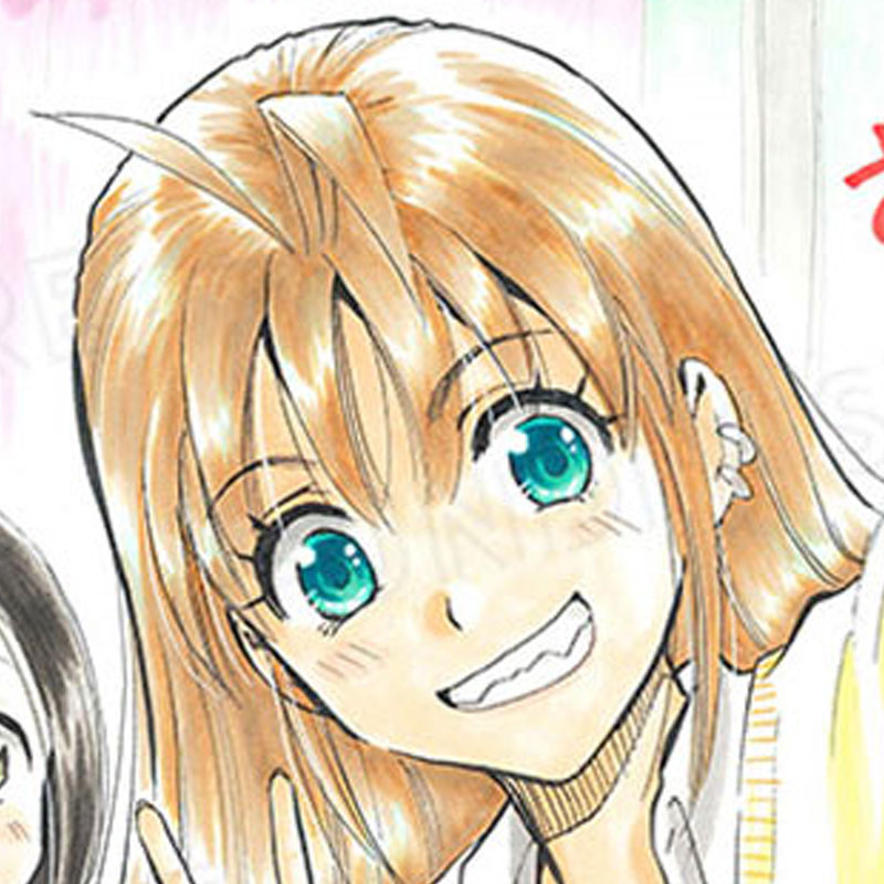 【限定1枚 ★サイレントオークション★3/18 18:00～3/26 23:59まで！】さんりようこ先生　完成品カラーイラスト色紙4『B型H系』山田と竹下とドーナツ