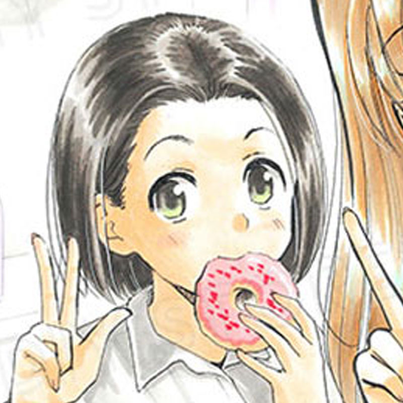 【限定1枚 ★サイレントオークション★3/18 18:00～3/26 23:59まで！】さんりようこ先生　完成品カラーイラスト色紙4『B型H系』山田と竹下とドーナツ