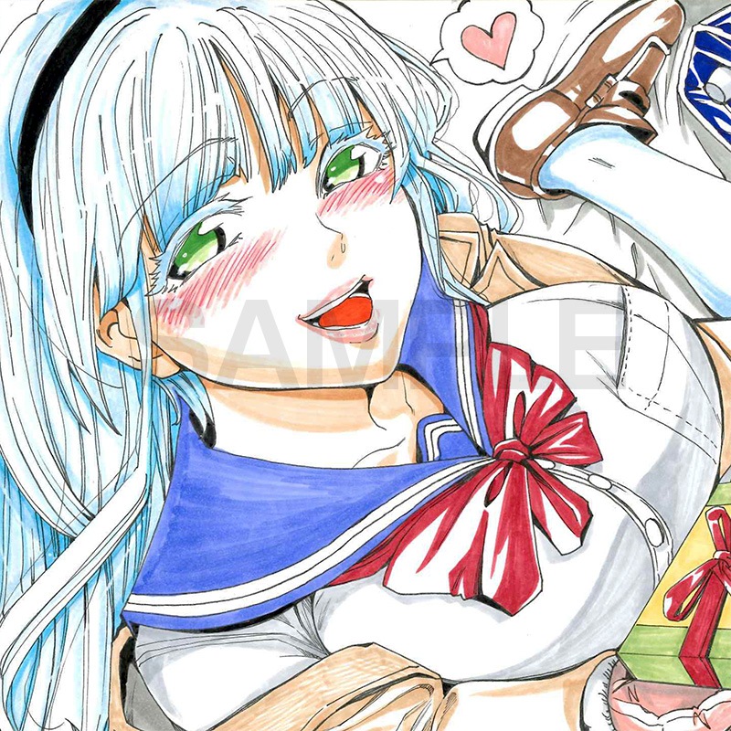 【サイレントオークション★7/18 12:00～7/24 23：59まで！】【限定1枚】あきは＠先生　オリジナル　完成品カラーイラスト色紙6