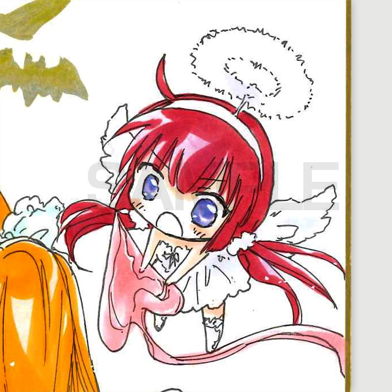 【サイレントオークション★10/4 12:00～10/9 23：59まで！】【限定1枚】かなん先生　ギャラクシーエンジェル　完成品カラーイラスト色紙72『アプリコット&アニス&リリィ（ハロウィン）』