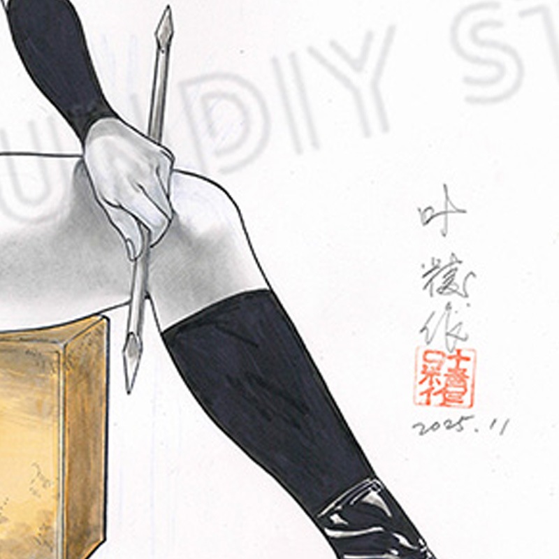 【限定1枚】叶精作先生　原画320『女裏飛脚・あずさ』ピンナップイラスト1「コミック艶・vol.41」【生原画】