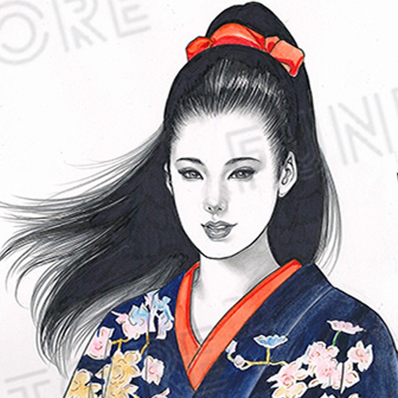 【限定1枚】叶精作先生　原画321『女裏飛脚・あずさ』グラビアイラスト8「コミック艶・vol.41」【生原画】