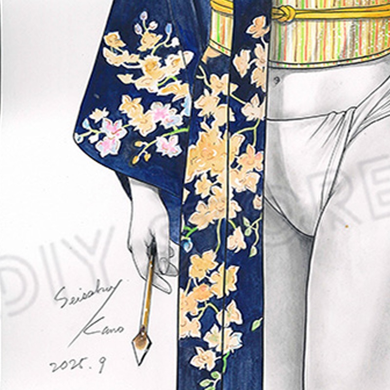 【限定1枚】叶精作先生　原画321『女裏飛脚・あずさ』グラビアイラスト8「コミック艶・vol.41」【生原画】