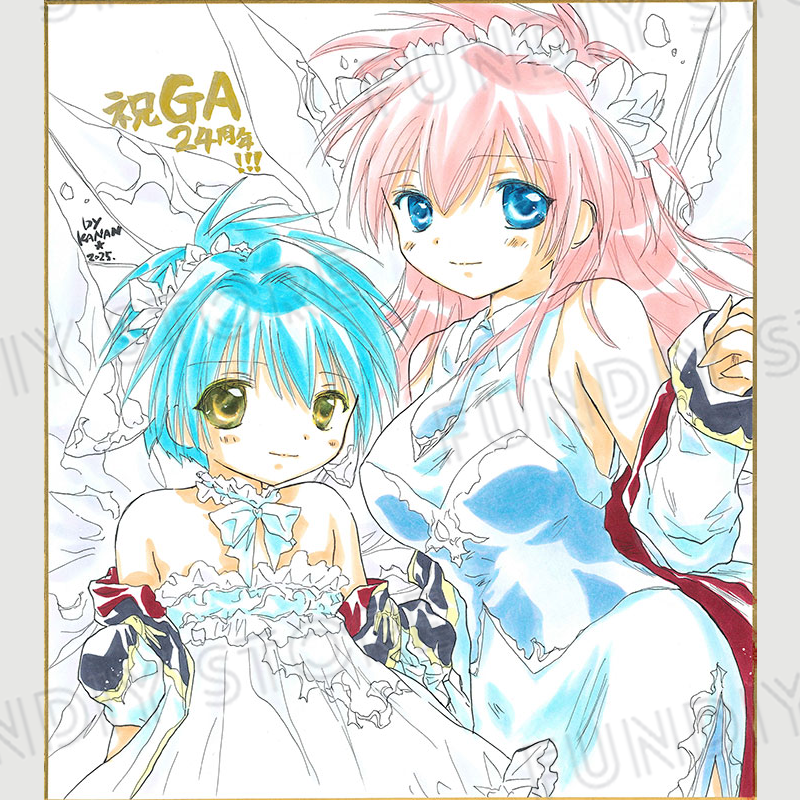 【サイレントオークション★5/30 12:00～！】【限定1枚】かなん先生　ギャラクシーエンジェル　完成品カラーイラスト色紙92『ミルフィーユ＆ミント』
