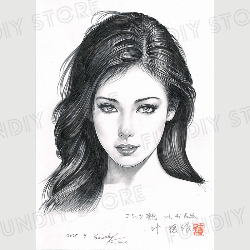 【限定1枚】叶精作先生　原画322『女裏飛脚・あずさ』表紙イラスト6「コミック艶・vol.41」【生原画】