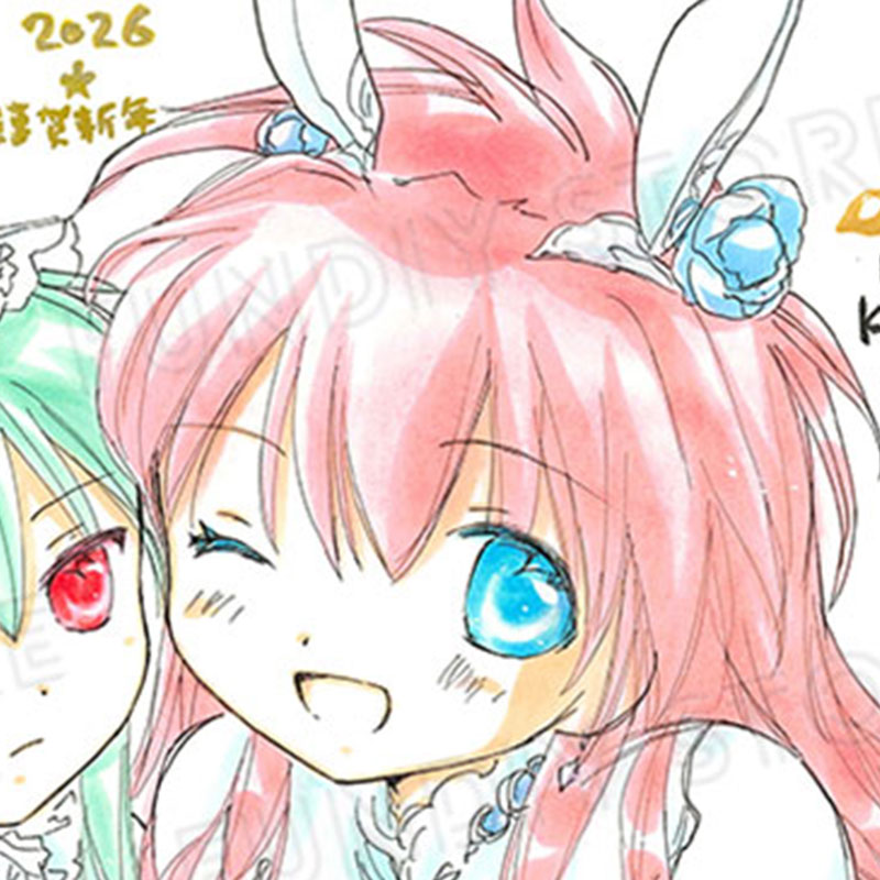 【限定1枚 ★サイレントオークション★4/28 12:00～5/11 23:59まで！】かなん先生　完成品カラーイラスト色紙104『ギャラクシーエンジェル』ミルフィーユ＆ヴァニラ（干支《午年》オプション）
