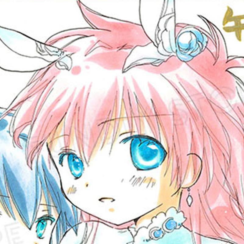 【限定1枚 ★サイレントオークション★4/28 12:00～5/11 23:59まで！】かなん先生　完成品カラーイラスト色紙105『ギャラクシーエンジェル』ミルフィーユ＆ちとせ（干支《午年》オプション）