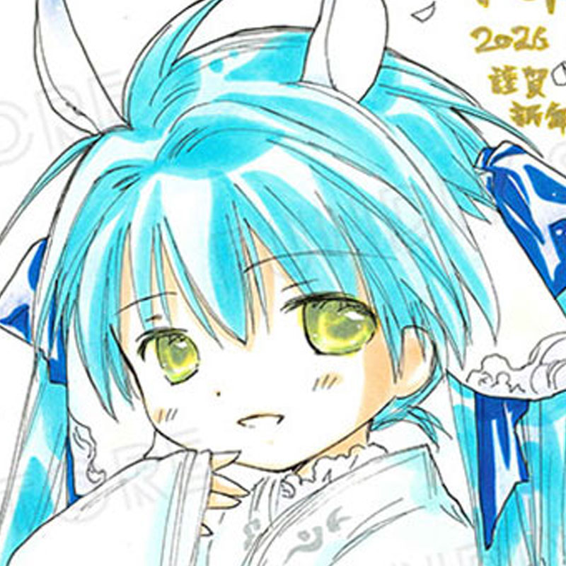 【限定1枚 ★サイレントオークション★4/28 12:00～5/11 23:59まで！】かなん先生　完成品カラーイラスト色紙106『ギャラクシーエンジェル』ミント＆ミニミルフィーユ＆ミニヴァニラ（干支《午年》オプション）
