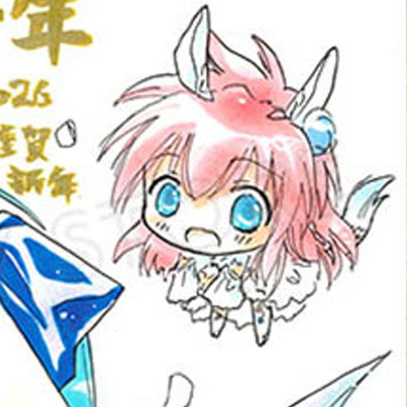 【限定1枚 ★サイレントオークション★4/28 12:00～5/11 23:59まで！】かなん先生　完成品カラーイラスト色紙106『ギャラクシーエンジェル』ミント＆ミニミルフィーユ＆ミニヴァニラ（干支《午年》オプション）