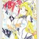 【限定1枚 ★サイレントオークション★4/28 12:00～5/11 23:59まで！】かなん先生　完成品カラーイラスト色紙107『ギャラクシーエンジェル』蘭花＆フォルテ（干支《午年》オプション）