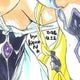 【限定1枚 ★サイレントオークション★4/28 12:00～5/11 23:59まで！】かなん先生　完成品カラーイラスト色紙107『ギャラクシーエンジェル』蘭花＆フォルテ（干支《午年》オプション）