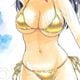 【限定1枚 ★サイレントオークション★5/8 18:00～5/18 23:59まで！】さんりようこ先生　完成品カラーイラスト色紙6『おねーさんが侵略中！？』天堂くれな（金ビキニ）