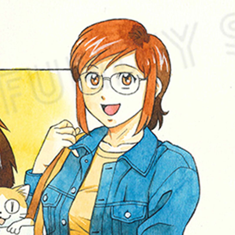 【限定1枚】新名あき先生　完成品カラーイラスト色紙2『またたび荘は猫屋敷』