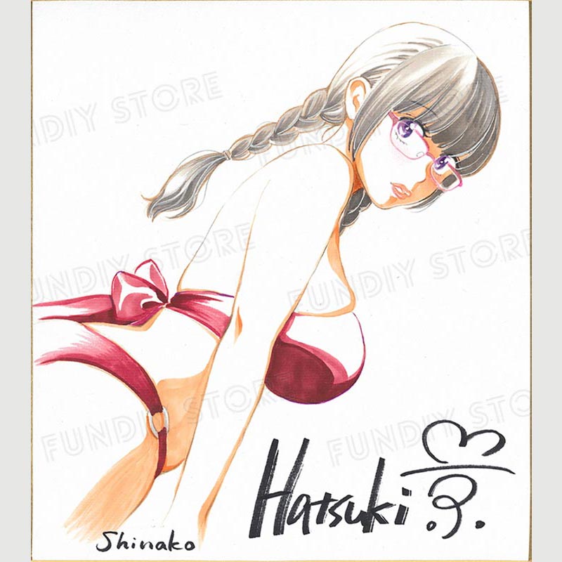 【限定1枚 ★サイレントオークション★】葉月京先生　完成品カラーイラスト色紙2『恋愛ジャンキー』地井姿子（水着）