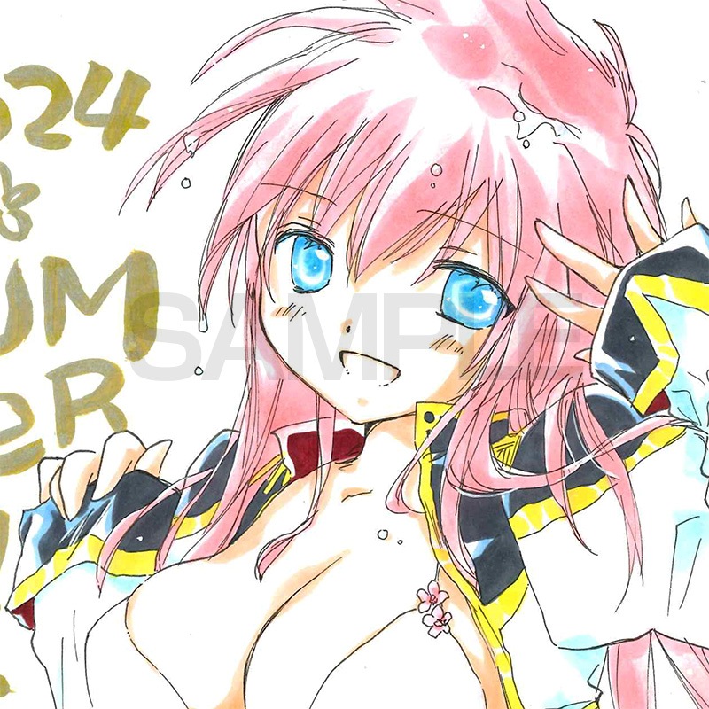 【サイレントオークション★7/16 12:00～7/21 23：59まで！】【限定1枚】かなん先生　ギャラクシーエンジェル　完成品カラーイラスト色紙53『ミルフィーユ・桜葉』