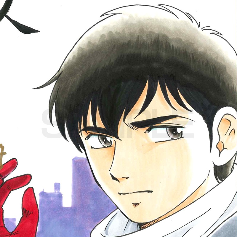 【サイレントオークション★4/26 15:00～！】【限定1枚】坂口いく　完成品カラーイラスト色紙「闇狩人」1