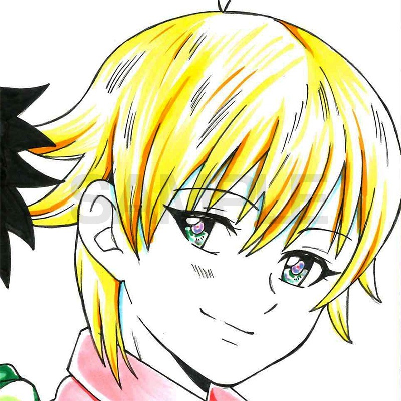 【限定1枚】鹿賀ミツル先生　完成品カラーイラスト色紙4『ギャンブルッ!』京本マサル＆ジャン