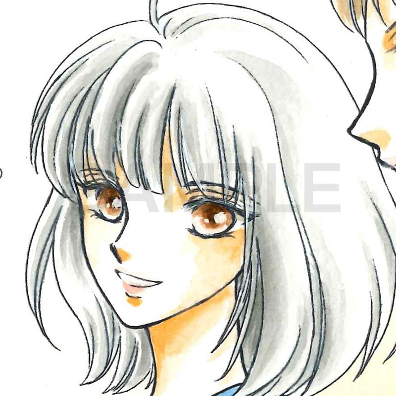 【サイレントオークション★4/26 15:00～！】【限定1枚】中村地里先生　完成品カラーイラスト（ミニ色紙２枚付き）