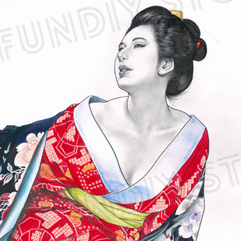 【限定1枚】叶精作「女裏飛脚・あずさ」見開きイラスト1