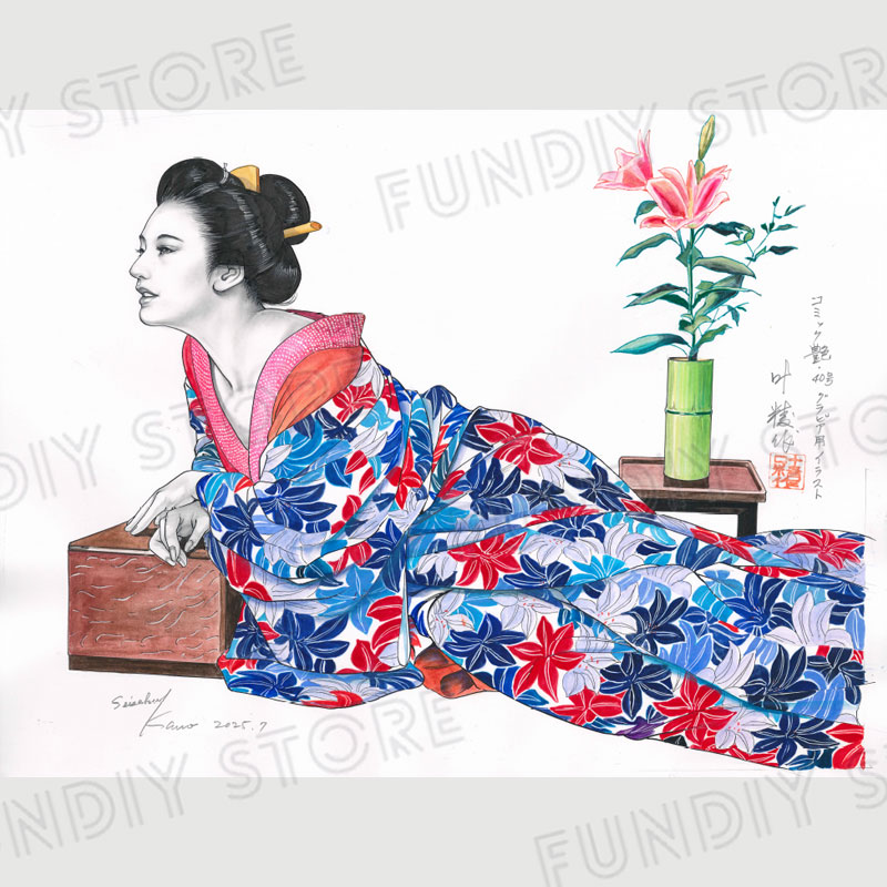 【限定1枚】叶精作「女裏飛脚・あずさ」グラビアイラスト7