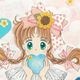 【限定1枚】佐藤まり子先生　完成品カラーイラスト色紙3『うふふの法則』白井雪音（クロッシェデコレーション）