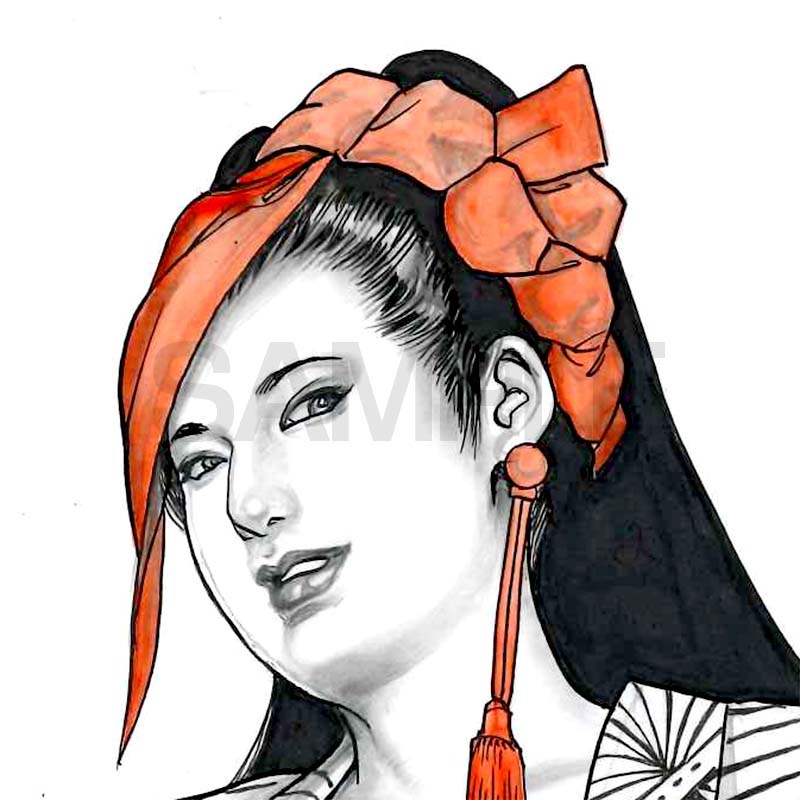 【限定1枚】叶精作「鷹捕り師 あすか」イラスト⑯