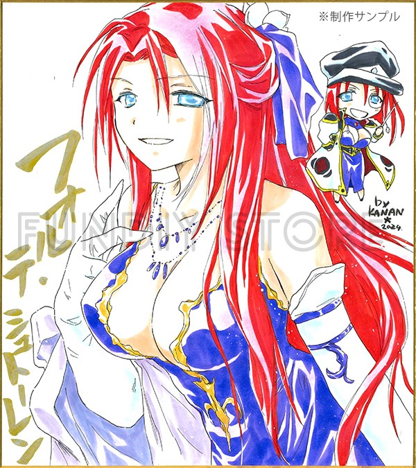 【サイレントオークション★8/7 12:00～8/19 23：59まで！】【限定1枚】かなん先生　ギャラクシーエンジェル　完成品カラーイラスト色紙61『フォルテ・シュトーレン（ゲーム版ドレス衣装）』