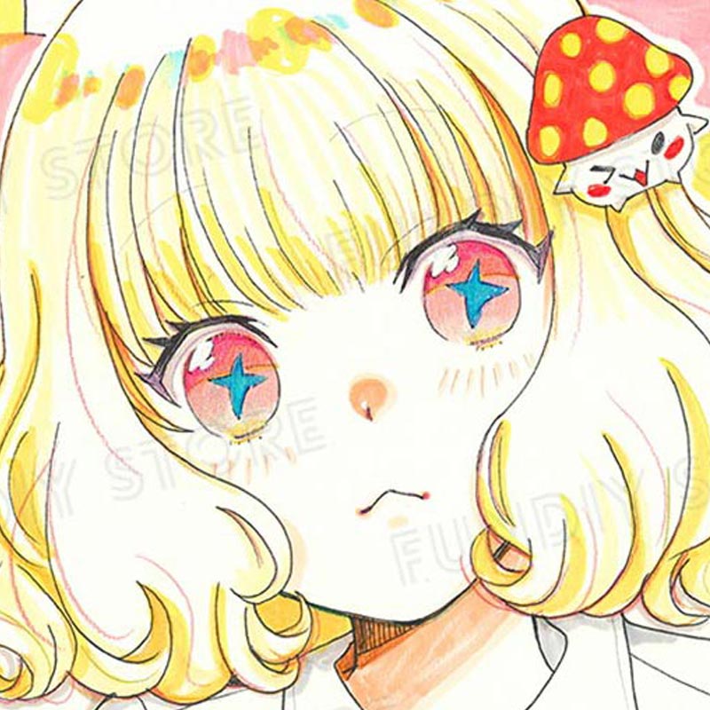 折笠りょこ先生　完成品カラーイラスト色紙1『板谷さんと牛山さん』板谷亜子