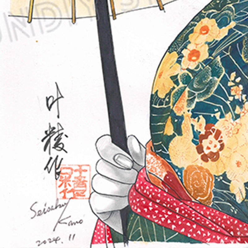 【限定1枚】叶精作「女裏飛脚・あずさ」グラビアイラスト4