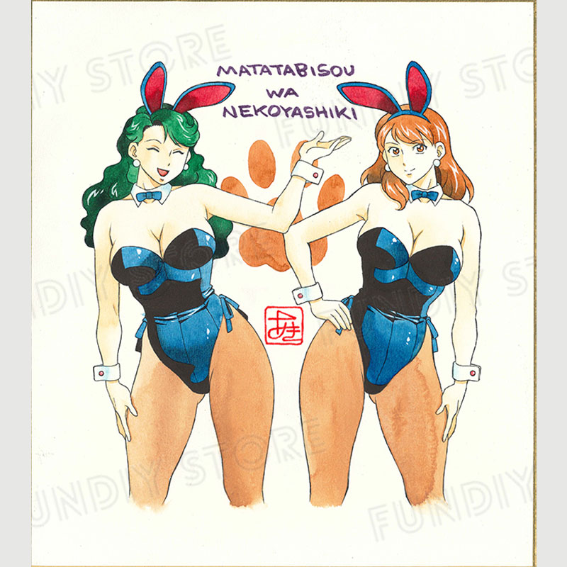 【限定1枚 ★サイレントオークション★12/26 18:00～1/8 23:59まで！】新名あき先生　完成品カラーイラスト色紙3『またたび荘は猫屋敷』