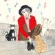 【限定1枚】よしまさこ先生　原画1『猫とサクソフォン』雑誌の口絵カレンダー用に描き下ろしたアナログ原稿