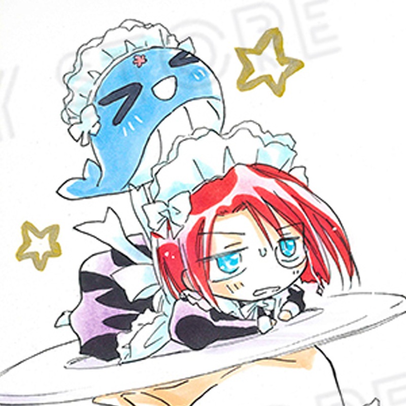 【サイレントオークション★3/28 12:00～！】【限定1枚】かなん先生　ギャラクシーエンジェル　完成品カラーイラスト色紙89『蘭花＆ミニフォルテ（メイドオプション）』