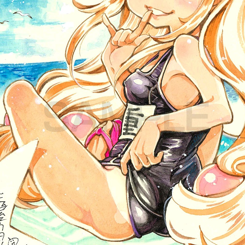 【サイレントオークション★6/25 12:00～7/7 23：59まで！】【限定１枚】私屋カヲル先生　完成品カラーイラスト色紙4／『こどものじかん』九重 りん