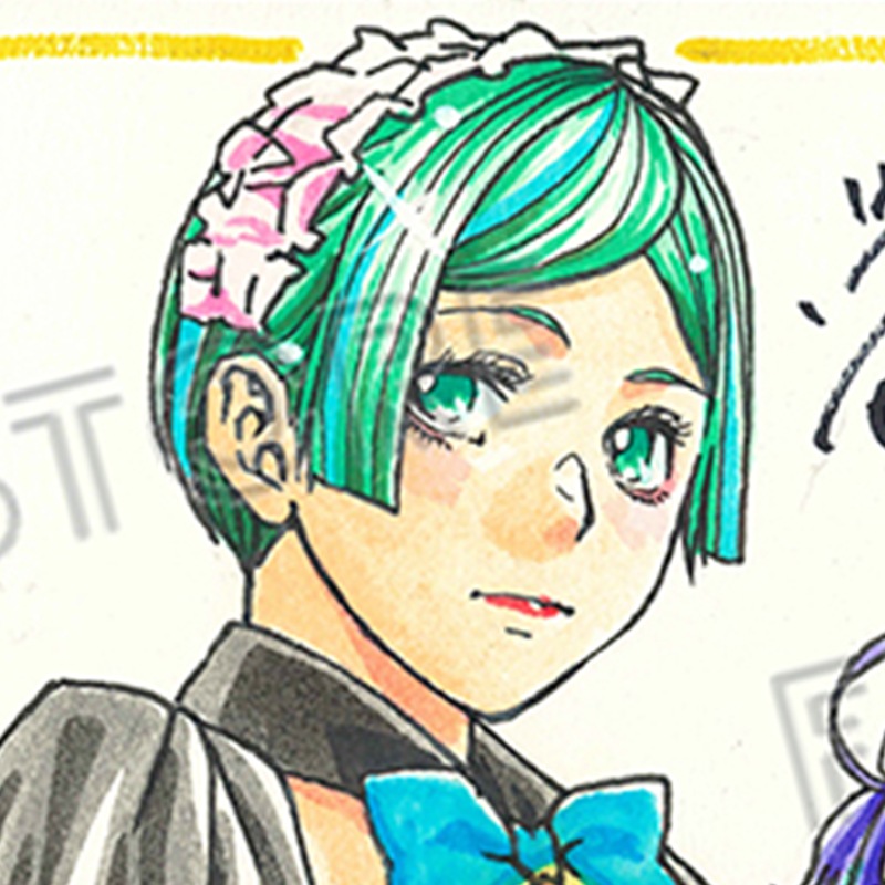 【限定1枚】藤栄道彦先生　完成品カラーイラスト色紙14「最後のレストラン」園場＆前田＆千恵②