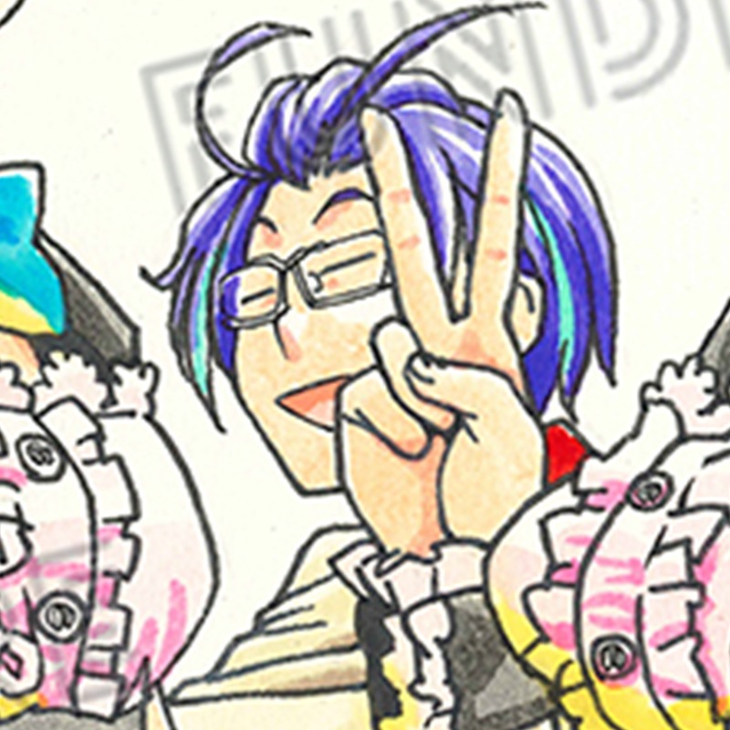 【限定1枚】藤栄道彦先生　完成品カラーイラスト色紙14「最後のレストラン」園場＆前田＆千恵②