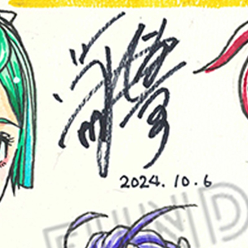 【限定1枚】藤栄道彦先生　完成品カラーイラスト色紙14「最後のレストラン」園場＆前田＆千恵②