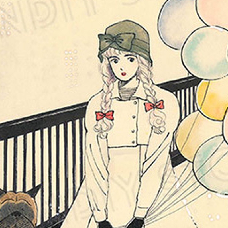 【限定1枚】よしまさこ先生　原画5『風船と少女と犬』雑誌口絵用に描き下ろしたアナログ原稿