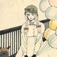 【限定1枚】よしまさこ先生　原画5『風船と少女と犬』雑誌口絵用に描き下ろしたアナログ原稿