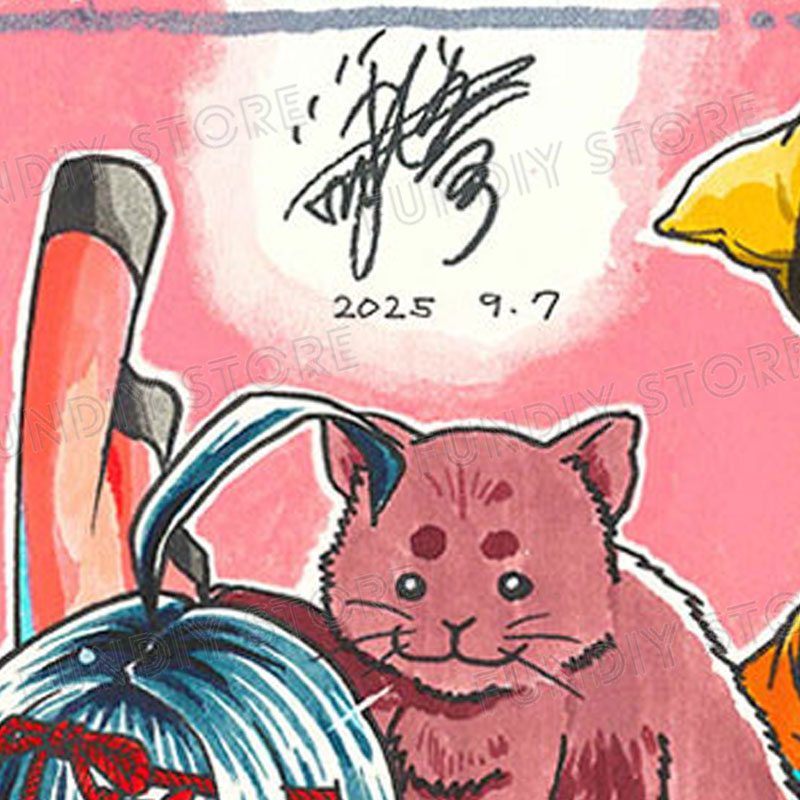 【限定1枚】藤栄道彦先生　完成品カラーイラスト色紙21『妖怪の飼育員さん』色鳥＆鳥月