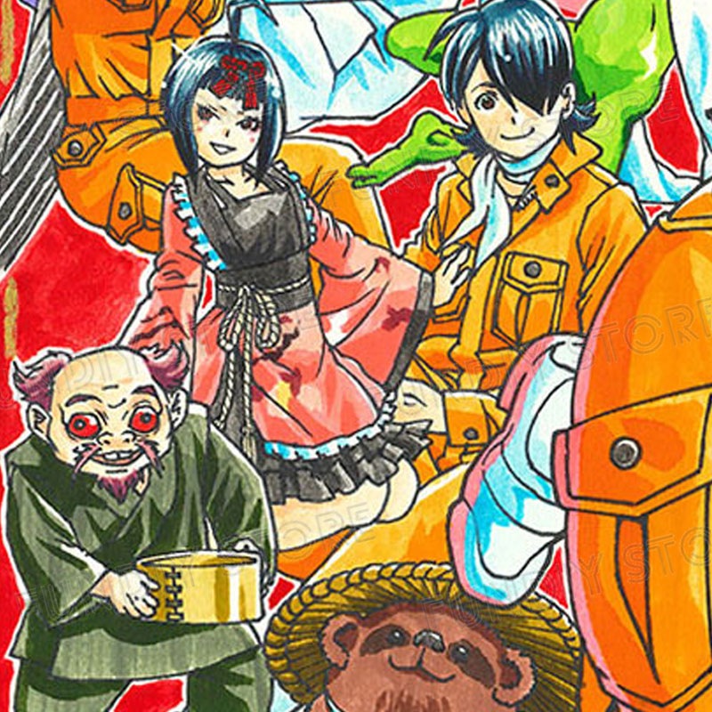 【限定1枚】藤栄道彦先生　完成品カラーイラスト色紙22『妖怪の飼育員さん』大集合1