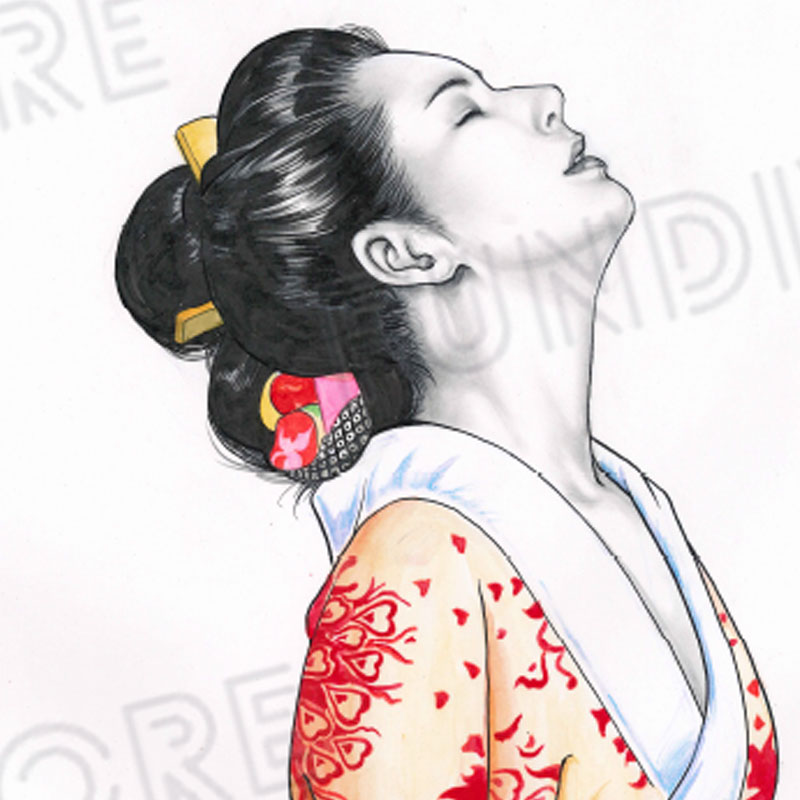 【限定1枚】叶精作「女裏飛脚・あずさ」グラビアイラスト6