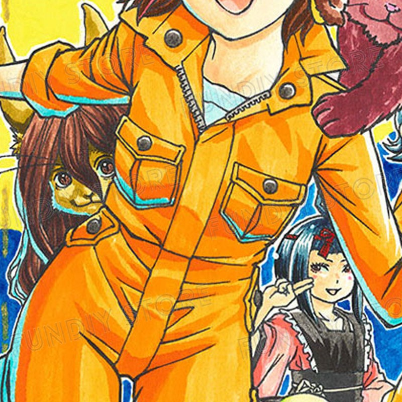 【限定1枚】藤栄道彦先生　完成品カラーイラスト色紙23『妖怪の飼育員さん』大集合2