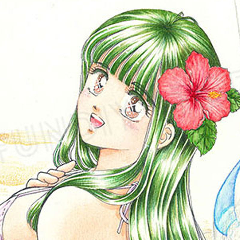 【限定1枚】ねぐら☆なお先生　完成品カラーイラスト色紙2『セミオーダーモデル描きおろし』水着