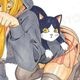 たけもっぷ先生　完成品カラーイラスト色紙2『マジマンGET』猫とスミカ