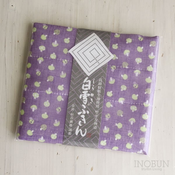 【在庫限り終了】白雪ふきん 友禅染 きのこ 30 x 40cm パープル バイオレット