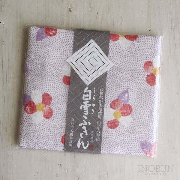 【在庫限り終了】白雪ふきん 友禅染 椿 弥生 30 x 40cm パープル 紫苑