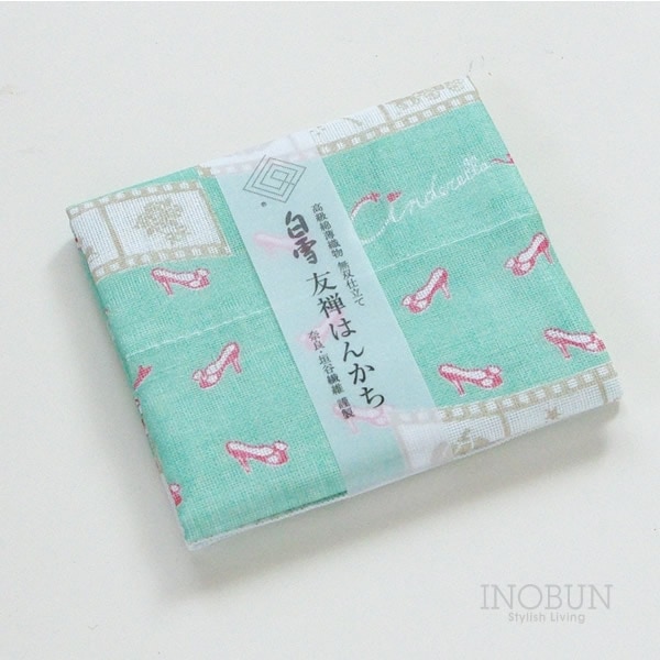 【在庫限り終了】白雪 友禅染はんかち シンデレラ 白雪はんかち 30 x 30cm グリーン シノワズリー